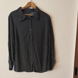 Adrianna Papell Black and White Dotted Blouse